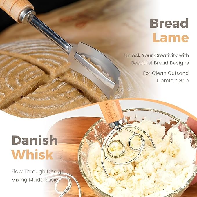 Bread Proofing Baskets 8.5 inch Round Dough Proofing Bowls w/Liners Perfect for Home Sourdough Bakers Baking