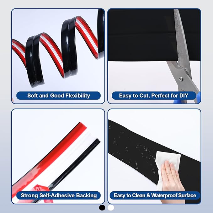 Storystore Wall Corner Protector Moulding Trim 2.4 in x 13 Ft,Peel and Stick Corner Moulding Trim, Self Adhesive Corner Guards Edge Protector for Wall Edge Corner, Countertop,Black
