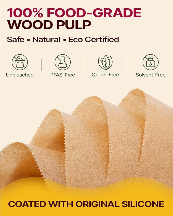 Katbite Air Fryer Liners Disposable - 8 inch Square Non-Stick Airfryer Paper Liners, Unbleached Parchment Paper for 5 to 8 Qt Basket, Frying, Baking, Cooking, Roasting, Easy Cleanup, 130pcs