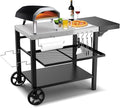 Outdoor Kitchen Island, Grill Table Cart with Drawer, Pizza Oven Stand, Movable 3-Shelf Prep Table with Side Table for Ninja Woodfire, Ooni Pizza Oven, Blackstone Griddle, Cuisinart, Barbecue tool set