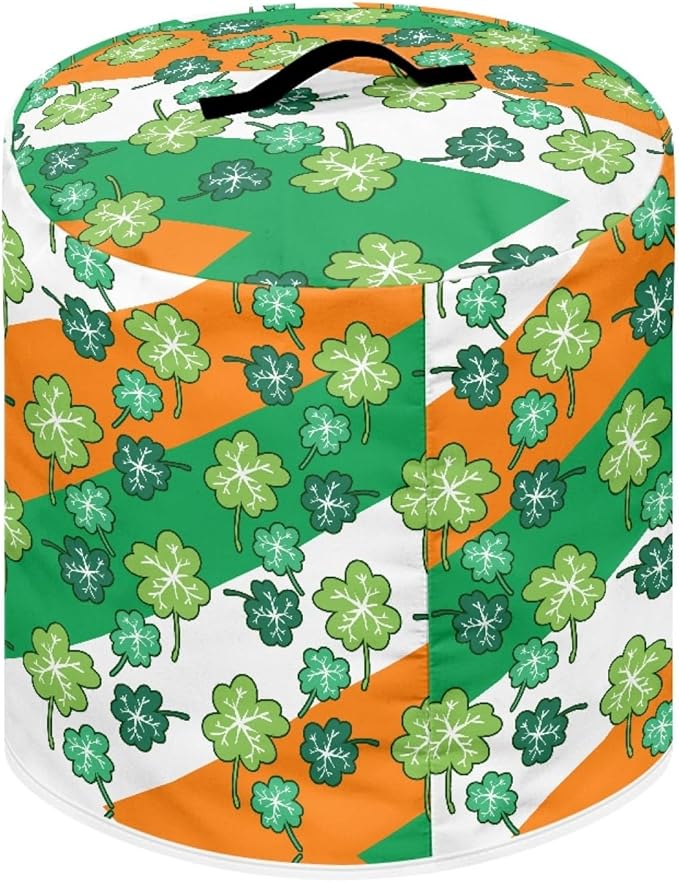 St.Patrick's Day Insulated Pressure Cooker Appliance Cover, Also Fit for Rice Cooker, Air Fryer and Crock Pot, 3 Qt Dust Cover with Pocket for Spoon/Cooking Utensils/Recipes,Green Leaves