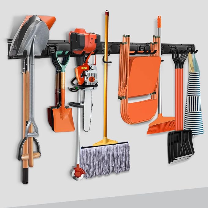 Garage Garden Tool Storage Rack Organizer Wall Mount, Yard Shovel Rack Holder Organization, Heavy-Duty Extra Width Panels for Hanging Landscaping Equipment,Ladders,Sport Gears,Hoses,Lawn Trimmer