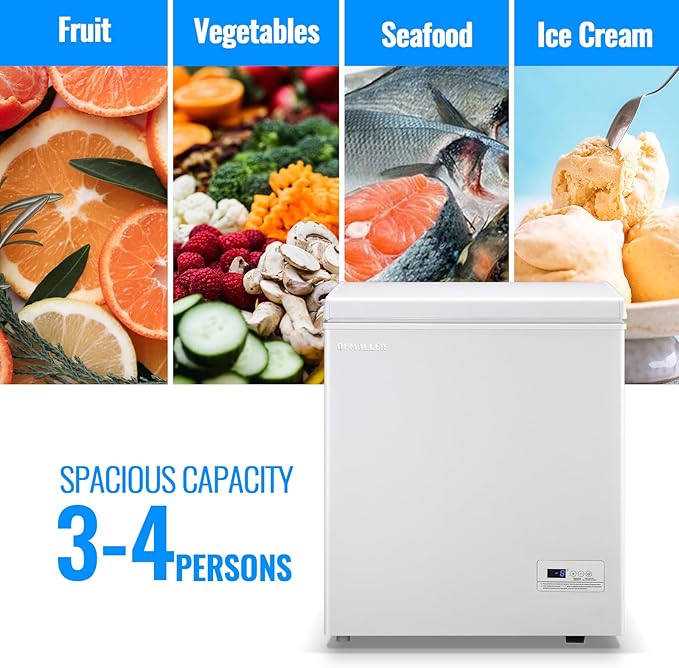 Chest Freezer Ultra-Low Temperature Deep Freezers (Down to -11.2 ℉) with Two Removable Baskets Accurate Display of Cabinet Temp Freestanding White