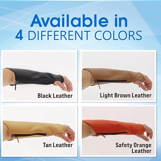 Arm Chaps Extended Elbow Leather Arm Guard - Arm Sleeve Protectors for Thin Skin and Bruising, Scratches & Cuts - Protective Arm Sleeve for Any Age- Left & Right Form-Fitting - Black(1Pair/Medium).