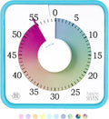 Visual Timer 7.5 inch; 60 Minute 1 Hour Countdown Timer for Kids Classroom Home Office Meeting, Mechanical Countdown Clock for Exam Time Management Magnetic, Sky Blue with Colorful Disc White Knob