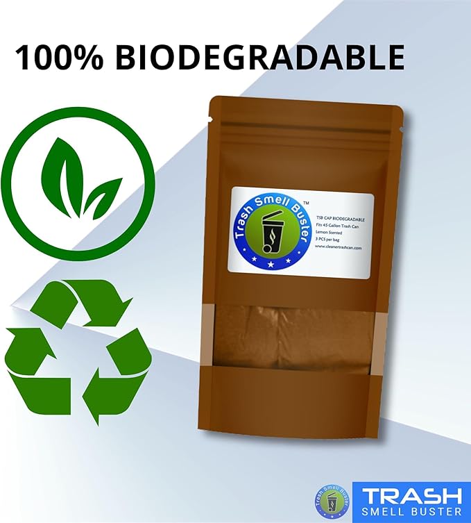 Trash Can Cover Odor Eliminating Bag with Elastic Band Lemon Scented Durable Chemical Free 45 Gallon 3 Pack