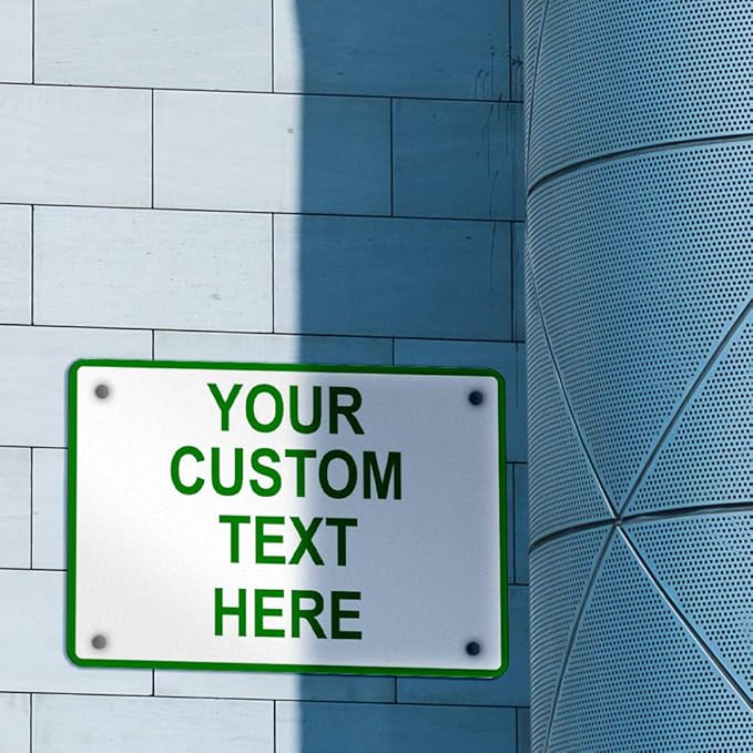 Aluminum Weatherproof Metal Sign Multiple Sizes Custom Personalized Text Here White Green Directions Horizontal Street Signs 14x10Inches