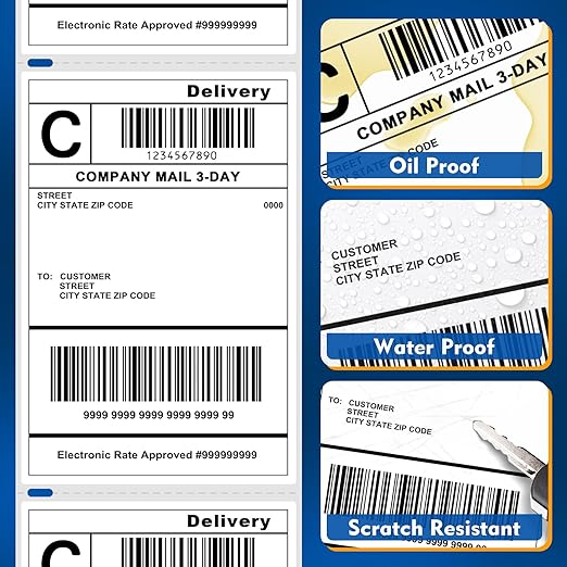 L LIKED 880 PCS 4"x 6" Direct Thermal Labels White Perforated Shipping Label, 220 Labels/Roll,Strong Adhesive, Compatible with DYMO 4XL 1744907,Zebra, Rollo, Jadens, Nelko,4 Rolls