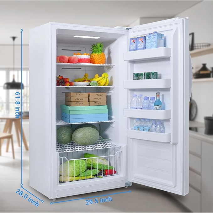 Smad 14 Cu.Ft. Upright Freezer, Stand Up Freezer, Convertible Freezer/Refrigerator with LED Control Panel and Drawer, Standing Freezer Upright for Garage, Kitchen, Office, White