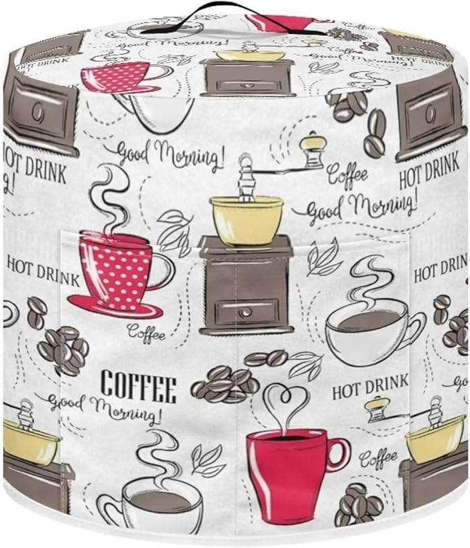 Dust Cover Compatible with 8 qt Pressure Cooker and Extra Accessories, for Electric Rice Cooker and Air Fryer Insulated Cover Keep Appliance Clean, Coffee Red White