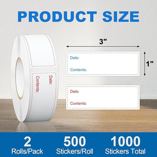 1000 Pcs Removable Freezer Labels for Food Containers 1 x 3, Risepekt Waterproof Food Storage Labels for Containers, Oil Resistant No-Residue Easy Clean for Kitchen Restaurants Grocery Stores Markets