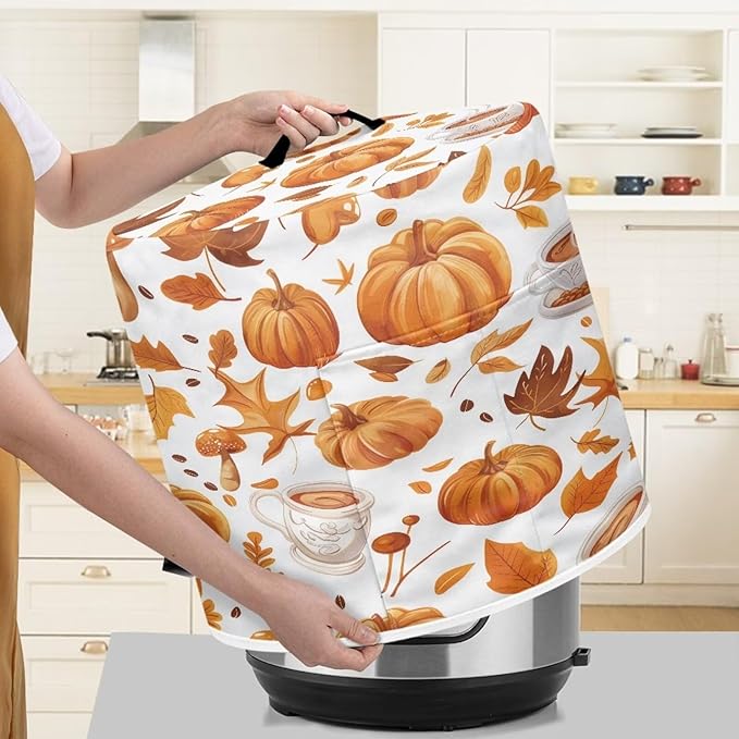 Pumpkin Pressure Cooker Cover Instant Pot Accessories Instant Pot Kitchen Appliance Dust Cover with Pockets for Rice Cooker Air Fryer Slow Cooker Dust Covers for Kitchen Size S