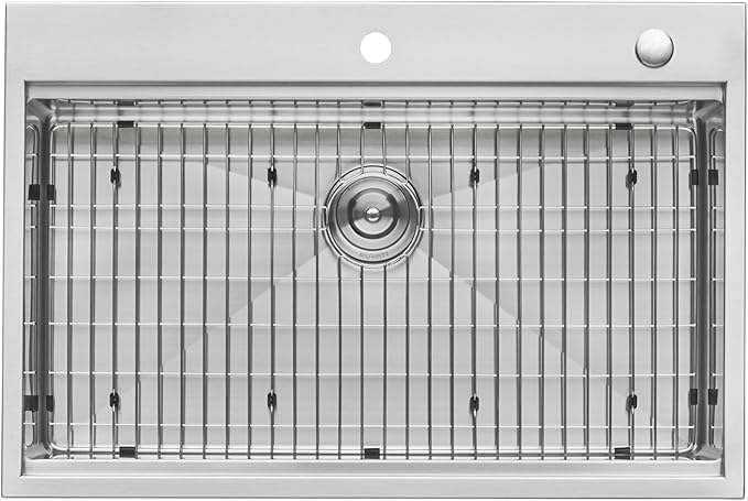 Ruvati 33 x 22 inch Workstation Drop-in Topmount Kitchen Sink 16 Gauge Stainless Steel Single Bowl - RVH8003