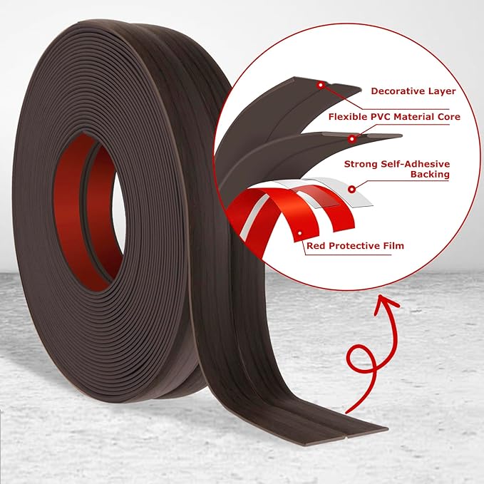 Flexible Wall Corner Protector Moulding Trim Peel and Stick Wall Corner Guards Edge Protector Self Adhesive Molding Trim Strip for Edge Ceiling (Dark Walnut Wood Grain, 1.6 in x 20 Ft)