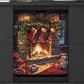Christmas Stockings Fireplace Dishwasher Magnet Cover, Reusable Refrigerator Panel Stickers Microwave Front Door Covers Magnets for Kitchen Home Appliances Holiday Party Decorations 23 X 26 in