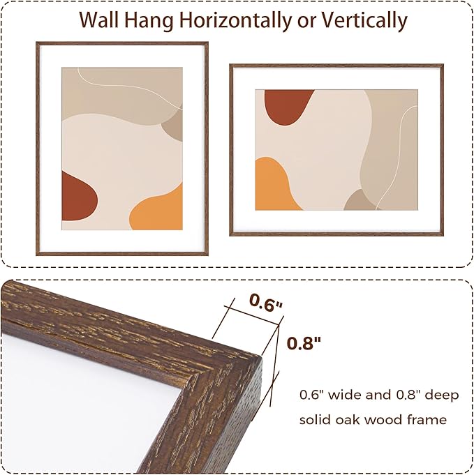 Fun Memories 24x30 Oak Wood Picture Frame, 24"x30" Poster Frame for Wall, 24 by 30 Frame with Tempered Real Glass, 24x30 Matted Frame for 18x24 Picture, 24x30 Inch Photo Frames (Walnut Color, 1 Pack)