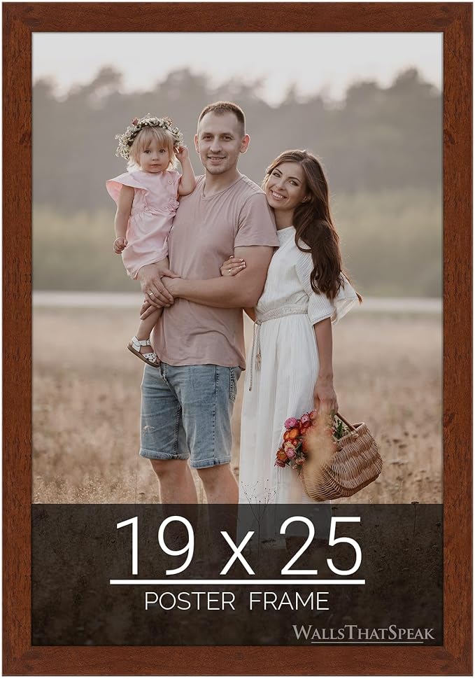 wallsthatspeak 19x25 Dark Walnut Rustic Pine Picture Frame for Puzzles Posters Photos or Artwork