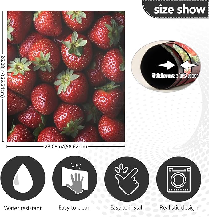 Strawberry Fruit Red Dishwasher Magnet Cover for Front Panel Magnetic Dishwasher Cover Decorative Refrigerator Magnet Covers Appliances Stickers for Kitchen Decor, 23" x 26"