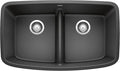 BLANCO, Anthracite 442200 VALEA SILGRANIT 50/50 Double Bowl Undermount Kitchen Sink with Low Divide, 32" X 19"