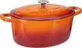 Crock Pot Artisan 7-Quart Oval Enameled Cast Iron Dutch Oven – Sunset Orange, Durable Heavy-Duty Cookware for Slow Cooking, Roasting, Baking with Lid