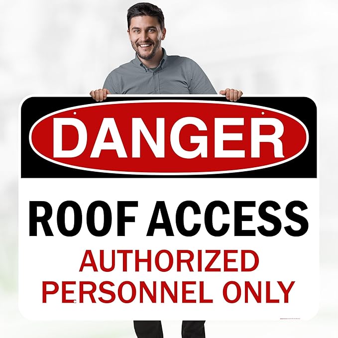 Danger Roof Access Authorized Personnel Only Sign, 36x48 Inches, Rust Free DiBound, Fade Resistant, Made in USA by My Sign Center