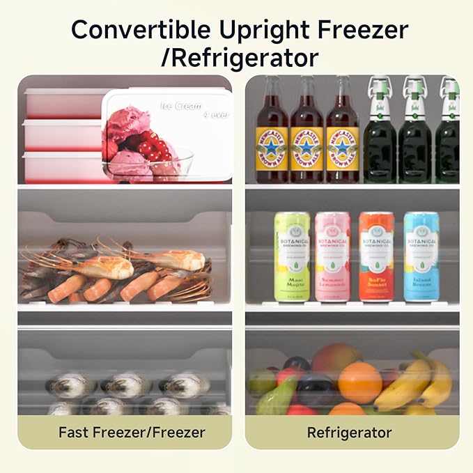 BANGSON Upright Freezer,7.0 Cu.ft Stand Up Freezer,Convertible Upright Freezer/Refrigerator,Single Door for Kitchen,Office,Apartment,White