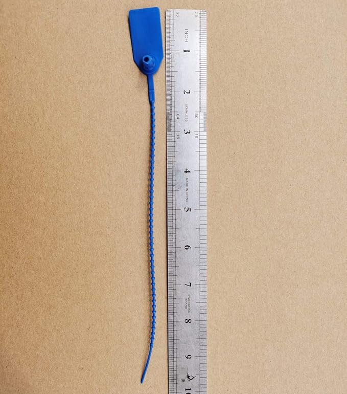 Plastic Security Seals 9.84" Tamper Proof Self Locking Security Tags Pull-Tite Signage Ties Numbered Pack of 100 PCS Navy Blue