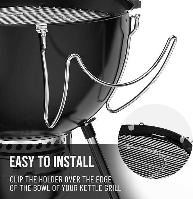 Charkettle Stainless Steel Grill Lid Holder Compatible with 18"/22"/26" Kettle Grills, Great Grill Accessory