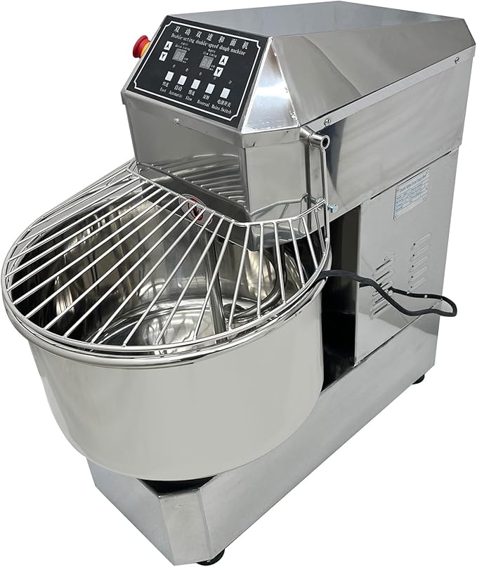 TECHTONGDA Commercial Dough Mixer Food Mixer with Time Setting, 40L Stainless Steel Stand Mixer for Bakery, Pizzerias & Kitchens, Heavy Duty Pizza & Bread Dough Mixer with Double Action, Double Speed