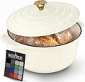 Zulay Kitchen 5 Quart Enameled Cast Iron Dutch Oven Pot with Lid – Premium Durability & Oven Safe up to 500°F – Heavy Duty Cookware Perfect for Bread Baking, Stews, Braising & Roasting – Ivory