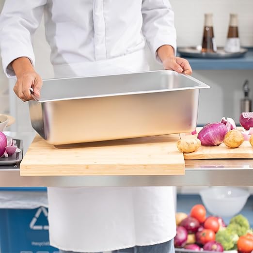 EGGKITPO Stainless Steel Pan 6-Pack 6 Inch Deep Full Size Pans Catering Storage Metal Food Pan Commercial Steamer pan Food Catering Trays for Hotel Steam Table Tray for Food Warmer