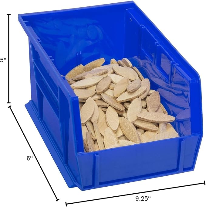 Akro-Mils 30237 AkroBins Plastic Storage Bins, Space-Saving Stackable Bins for Garage, Pantry, Craft Organization, 9-" x 6-" x 5-", Blue, 12-Pack