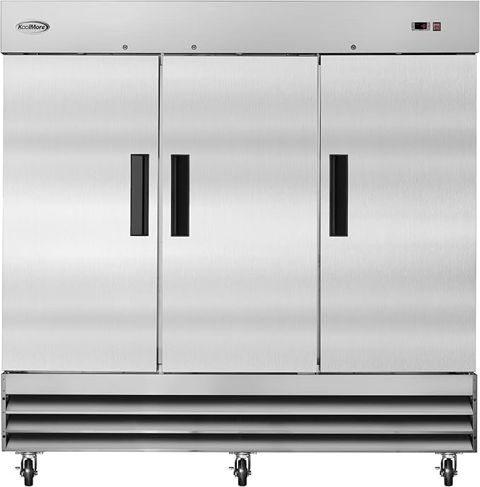 KoolMore 82" 3 Door Stainless Steel Upright Commercial Reach-in Freezer - 72 cu. ft, Model:RIF-3D-SS