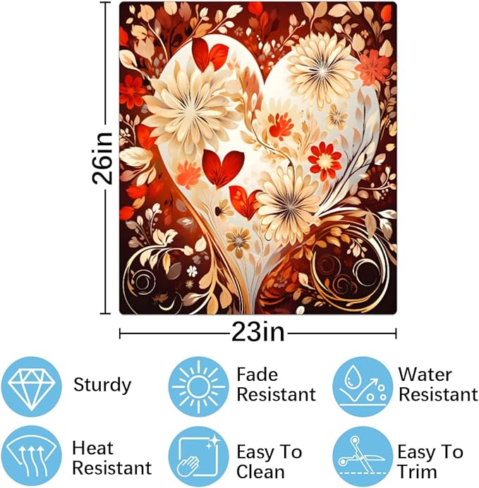 Valentine's Day Love Flowers Dishwasher Magnet Cover, Reusable Refrigerator Panel Stickers Microwave Front Door Covers Magnets for Kitchen Home Appliances Holiday Party Decorations 23 X 26 in
