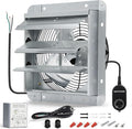 12 Inch Shutter Exhaust Fan, Wall Mount Attic Fan with Thermostat and Speed Controller for Greenhouses, Sheds, Garages, Chicken Coops, Barns Ventilation, 970 CFM