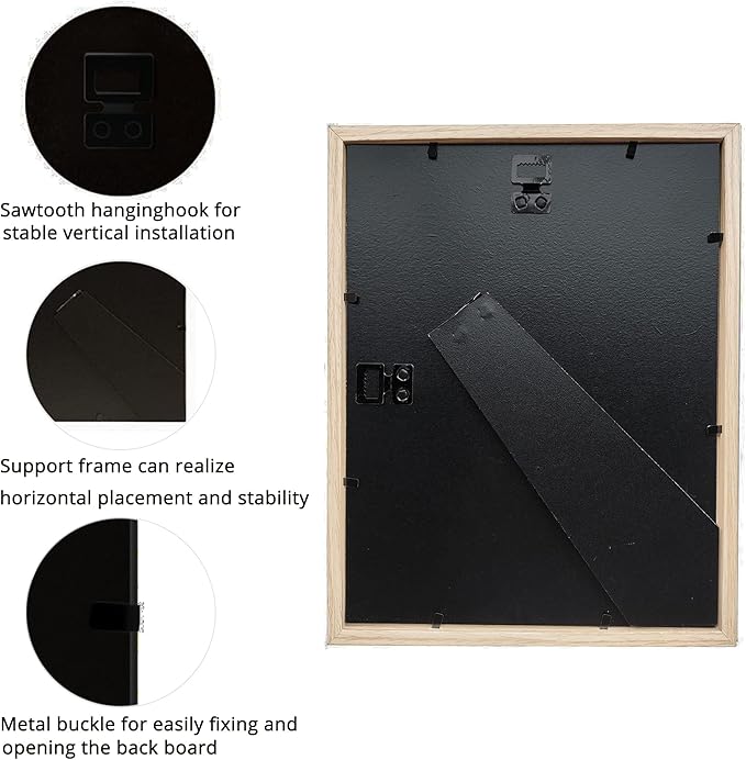 8x10 Shadow Box Frame Display Case, Wood with Plexiglass, Display Case Box for Memorabilia, Medal, Crafts,Tickets and Photos, Picture Frame for Wall and Tabletop (3pcs-Natural Wood, 8x10)