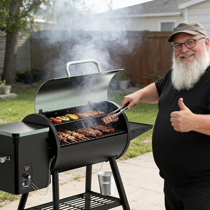 Pellet Smoker Grill Combo, 565 SQ.IN Cooking Area with PID Temperature Control (180-450°F) Electric BBQ Meat Grills & Smokers, Patio Backyard for Roast Outdoor