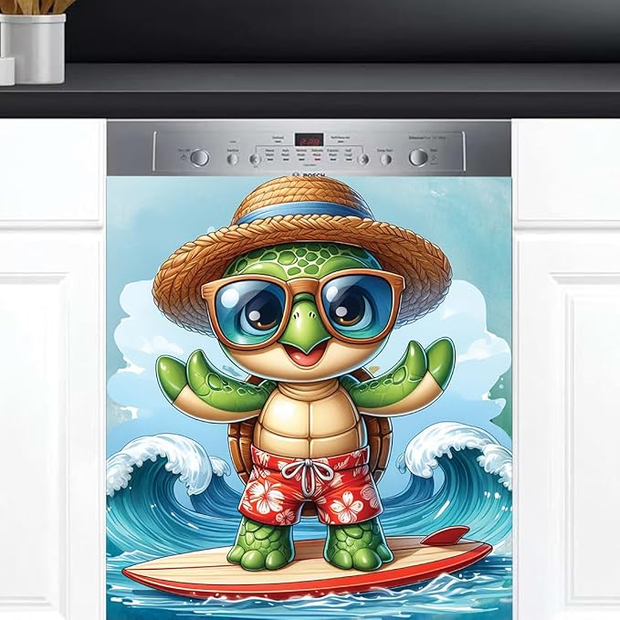 Dishwasher Magnet Cover Animal Turtle Ocean Dishwasher Decorative Cover Front Dishwasher Door Cover Reuseable Dishwasher Cover Panel Decal for Kitchen Refrigerator Home Appliances 23" X 26"