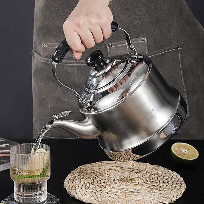 Tea kettle, 3.2 Quart Food Grade 304 Stainless Steel Tea Kettle for Stove top Whistling Teapot with Cool Touch Ergonomic Handle, Suitable for All Heat Sources(3L)