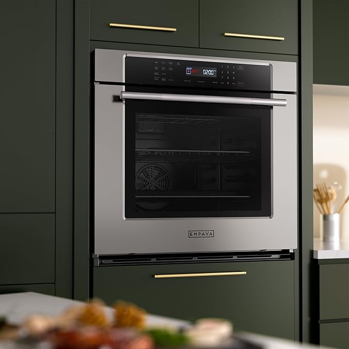 Empava 30 Inch Electric Single Wall Oven in Stainless Steel, Convection and Air Fryer, 10 Cooking Modes with Screen Touch Control, 5 Cu.ft, 4800W
