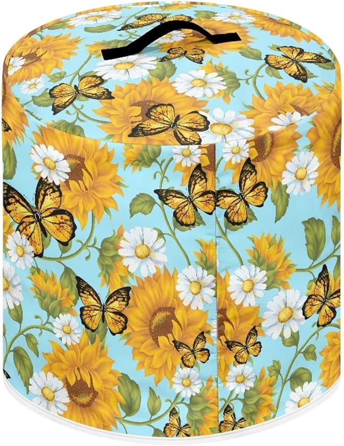 Butterfly and Sunflower Kitchen Decor Accessories Appliance Dust Cover for Electric Pressure Cooker/Air Fryer/Rice Cooker/Steamer/Toaster,Pressure Cooker Cover 3 qt