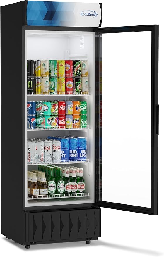 KoolMore 24 in. 12 cu. ft. Commercial One Glass Door Beverage Display Merchandiser Refrigerator Cooler, ETL Listed in Black