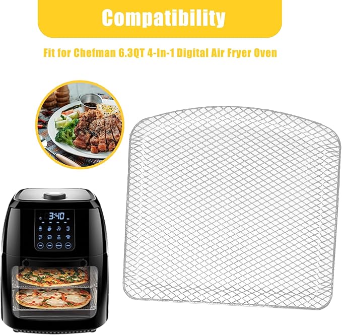 Air Fryer Dehydrator Rack for Chefman 6.3QT 4-In-1 Digital Air Fryer Oven, Premium Oven Shelf Grill Crisper Plate Tray Insert Grate Rack Grid for Chefman 6.3QT Air Fryer, Dishwasher Safe
