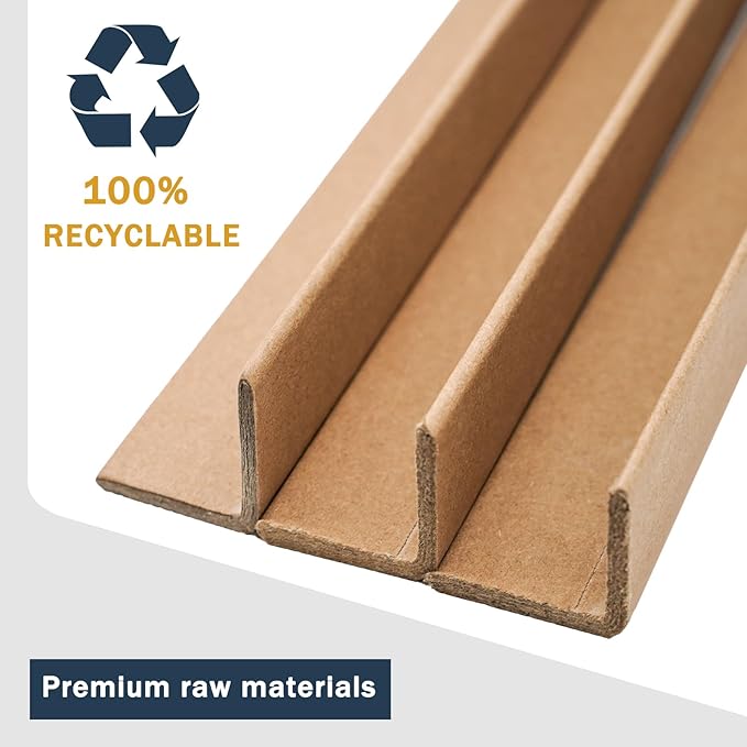 Cardboard Edge Protectors for Shipping - 2"W x 2"D x 48"L, Edge Protector, Pallet Corner Protectors, V-shape cardboard,Box Corner Protector,Packaging Edge Protectors,Brown,.12Ga - 60/Pack