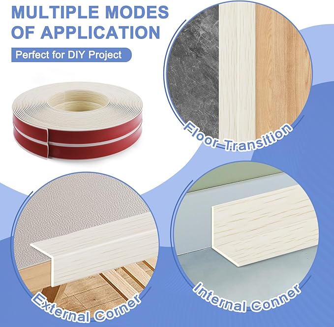 Wall Corner Protector Moulding Trim Peel and Stick Wall Corner Guards Trim Flexible Self Adhesive Edge Protector Moulding, 0.8 in x40 Ft, Beige Wood