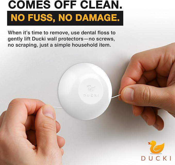 Ducki Door Wall Bumper Protector - Self Adhesive Stopping Shield Prevents Damage & Noise for Knob Handle, Refrigerators, Furniture Home or Office, Shock Absorbing, Discreet, Reusable - 2 Pack Clear