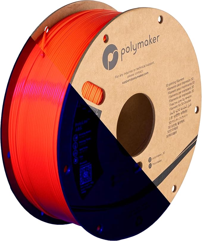 Polymaker Neon ABS Filament 1.75mm, Neon Orange 3D Printer Filament 1.75mm Heat Resistant 1kg - UV Reactive ABS 3D Printing Filament 1.75mm, Strong & Durable, Dimensional Accuracy +/- 0.03mm