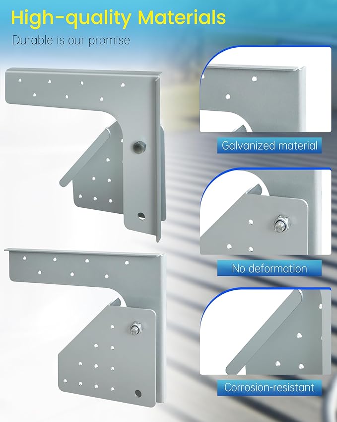 11.8" × 9.8" Exhaust Fan Hinges for Restaurant Canopy Hood, Heavy-Duty L Commercial Exhaust Fan Hinge Kit, Used on Fans with Wheels Larger than 20" or Fans with Bases of 33” or Larger
