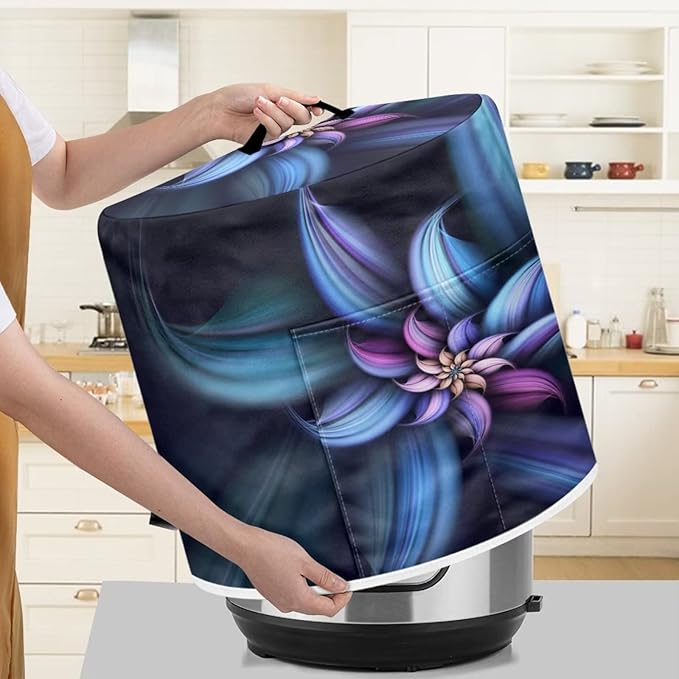 Dust Cover for 3 Quart for Pressure Cooker and Extra Accessories, Dust Proof Easy to Clean Electric Appliance Cover Air Fryer Accessories with Pocket, Blue Purple Flower