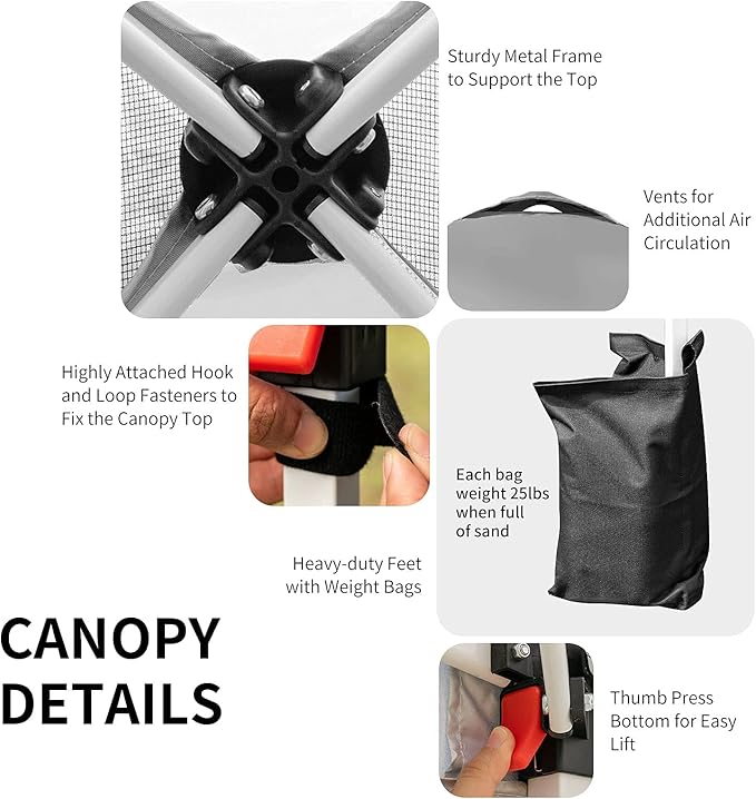 Tangkula Outdoor Pop-up Canopy Tent, 6.6 x 6.6 FT Height Adjustable Commercial Instant Canopy w/Portable Roller Bag, 4 Weight Bags, Outdoor Camping Sun Shelter for Camping, Party